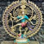 Brass Nataraja Statue | 25" x 21" x 5" | 15 kg | Dual Tone Finish | Dancing Shiva Cosmic Dance | Sacred Hindu Art | Jaipurio